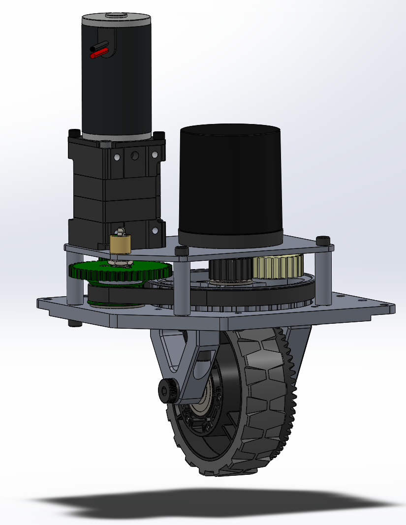 Swerve drive module CAD render